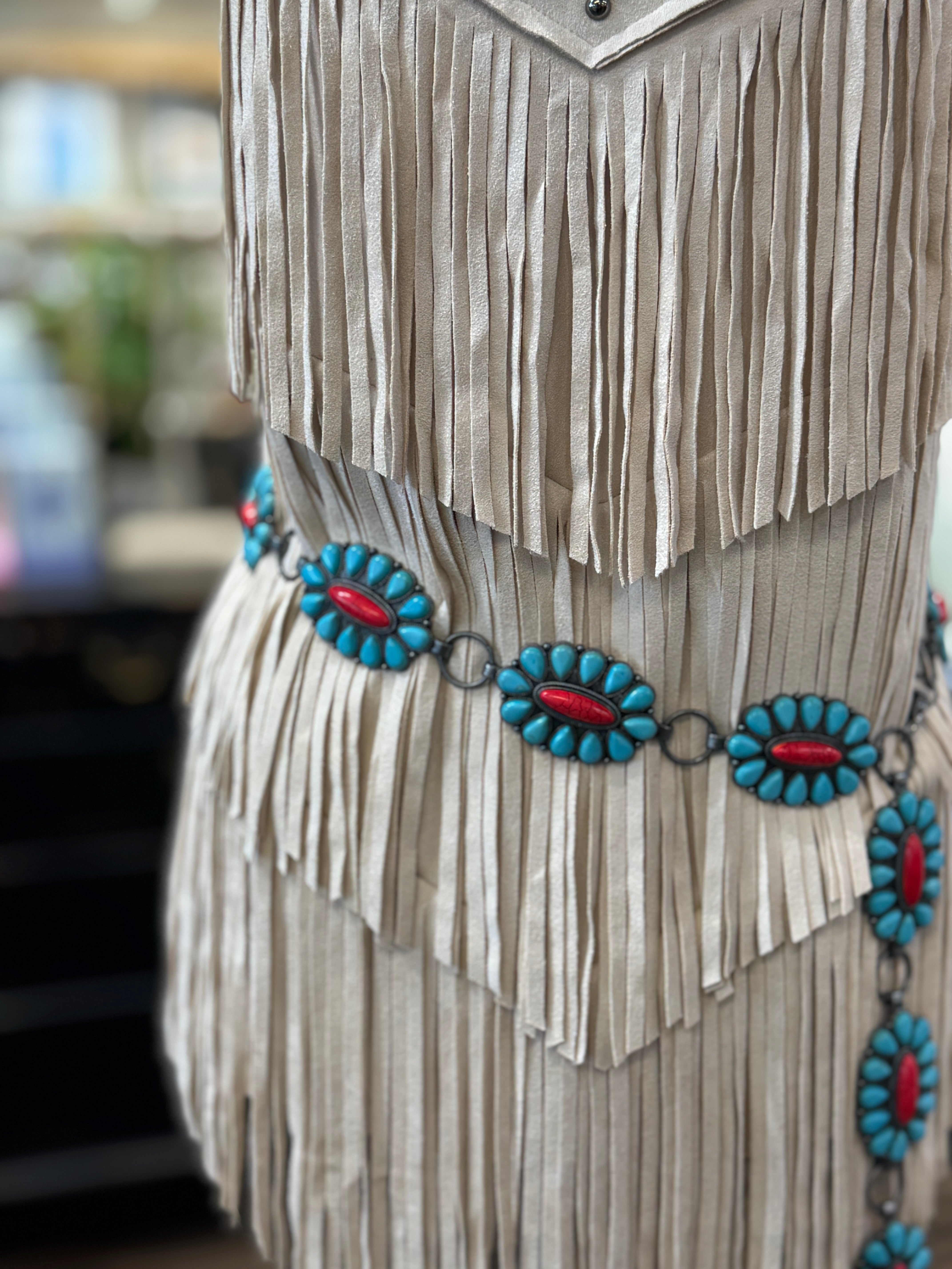 Red And Turquoise Concho Belt