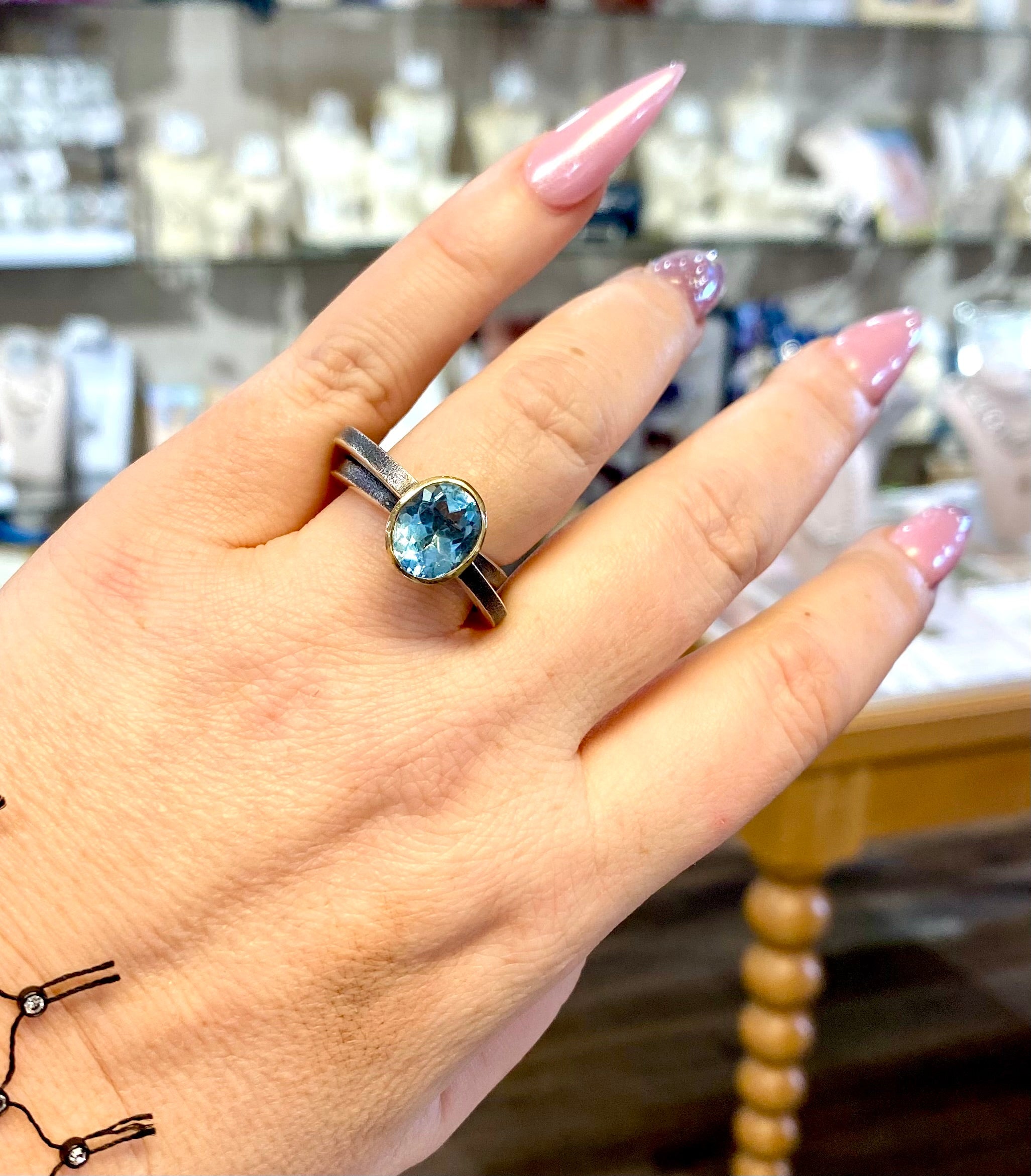 Aquamarine Circle Ring