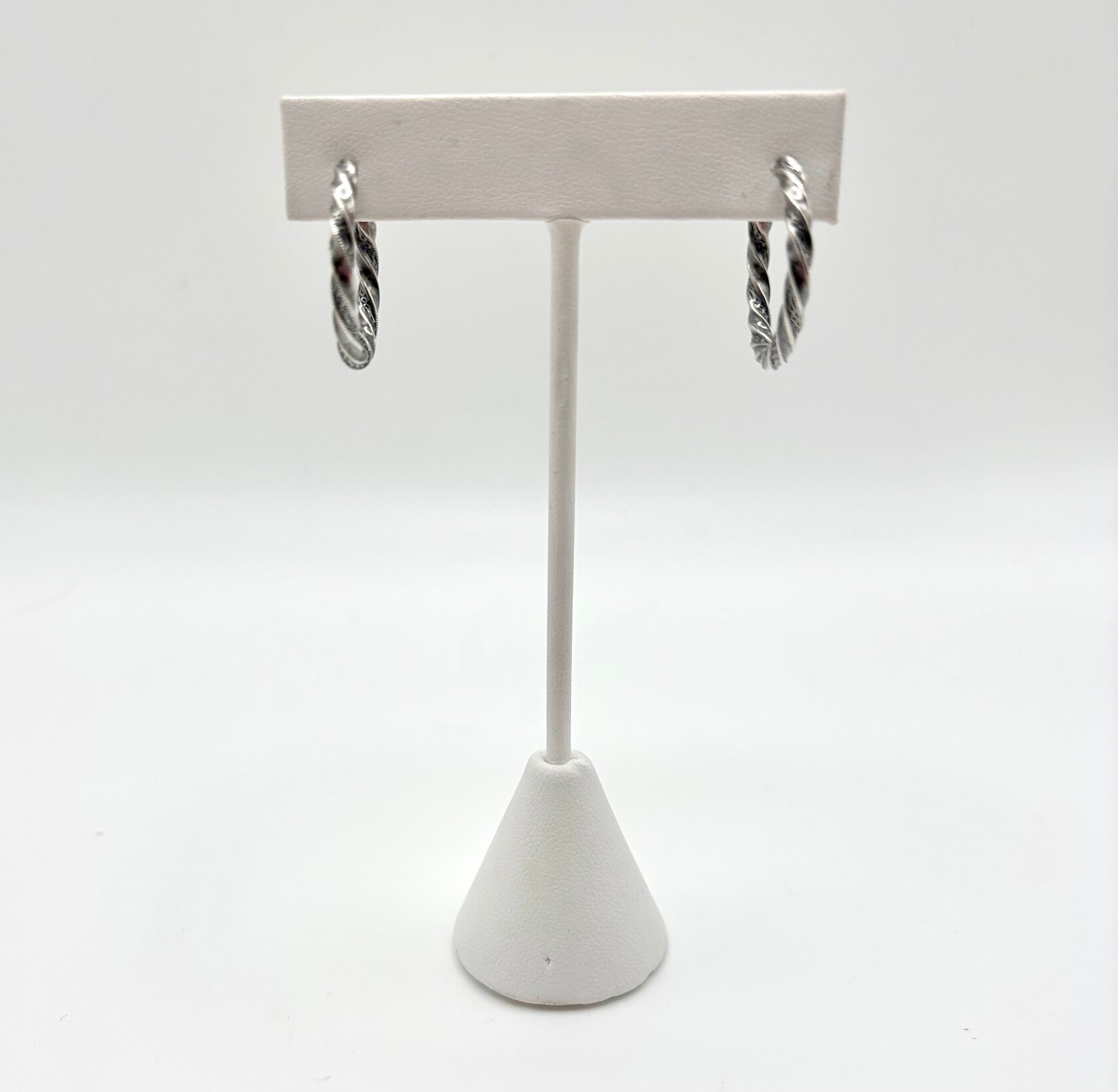 Silver Twisted Hoop Earrings - Silver