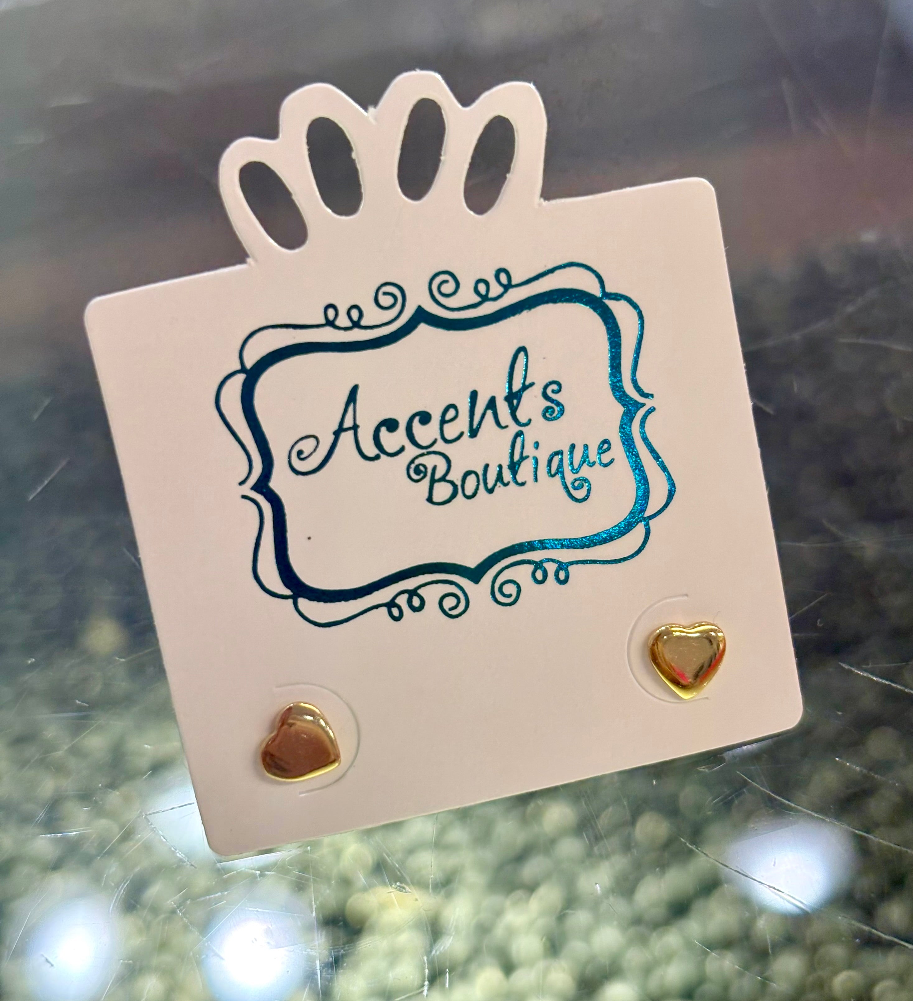 Gold Heart Stud Earrings