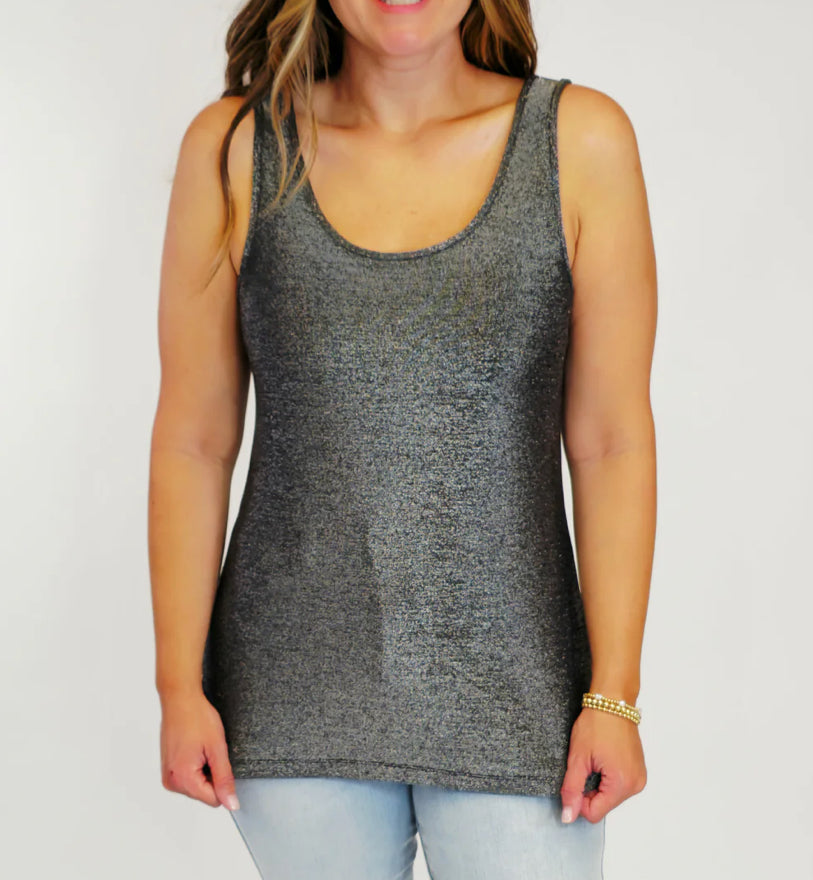 Black Sparkly Lurex Tank Top