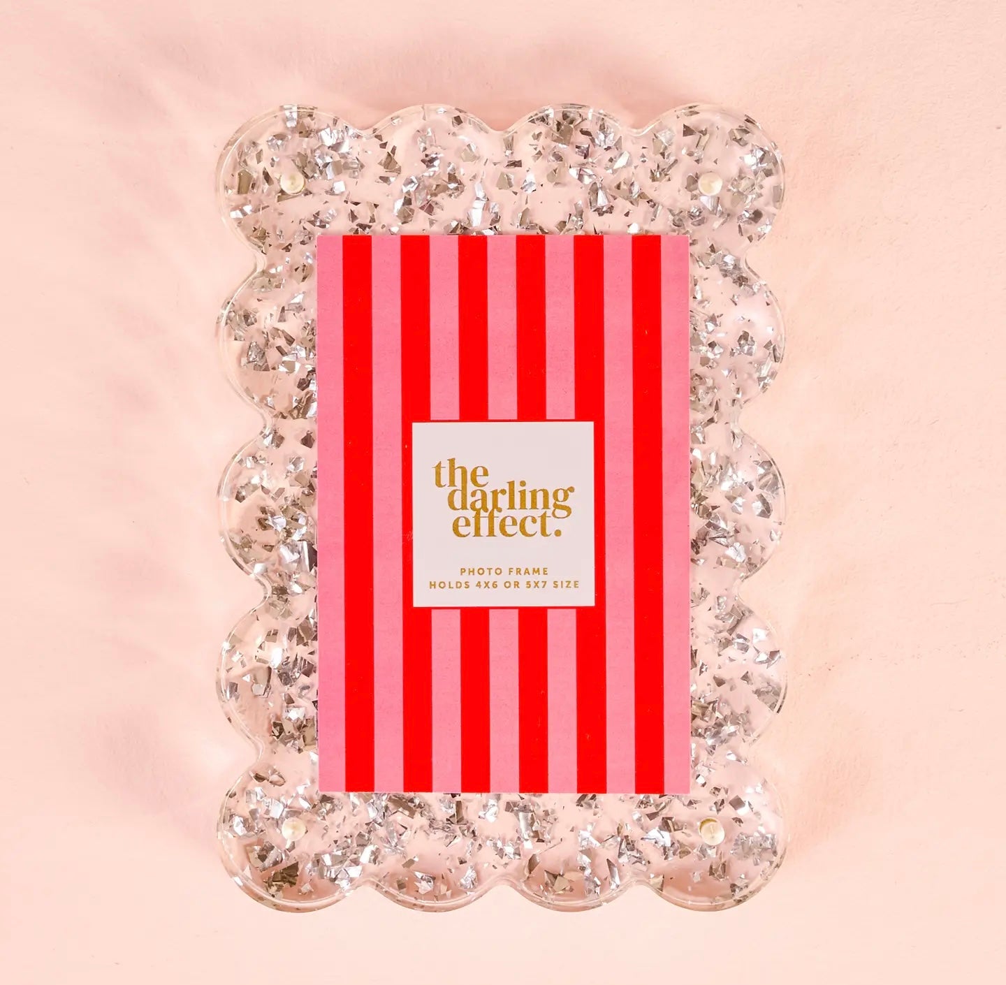 Rectangle Scallop Acrylic Frame - Silver Glitter