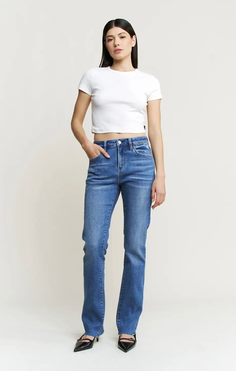 Window Blue High Rise Straight Leg Jeans