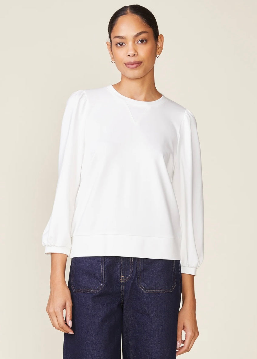 Off White 3/4 Sleeve Ponte Top