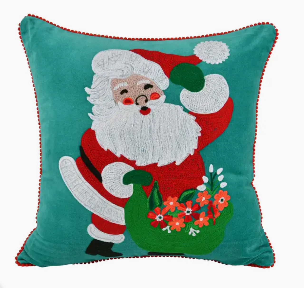 Santa w/ Bag Christmas Pillow 18x18