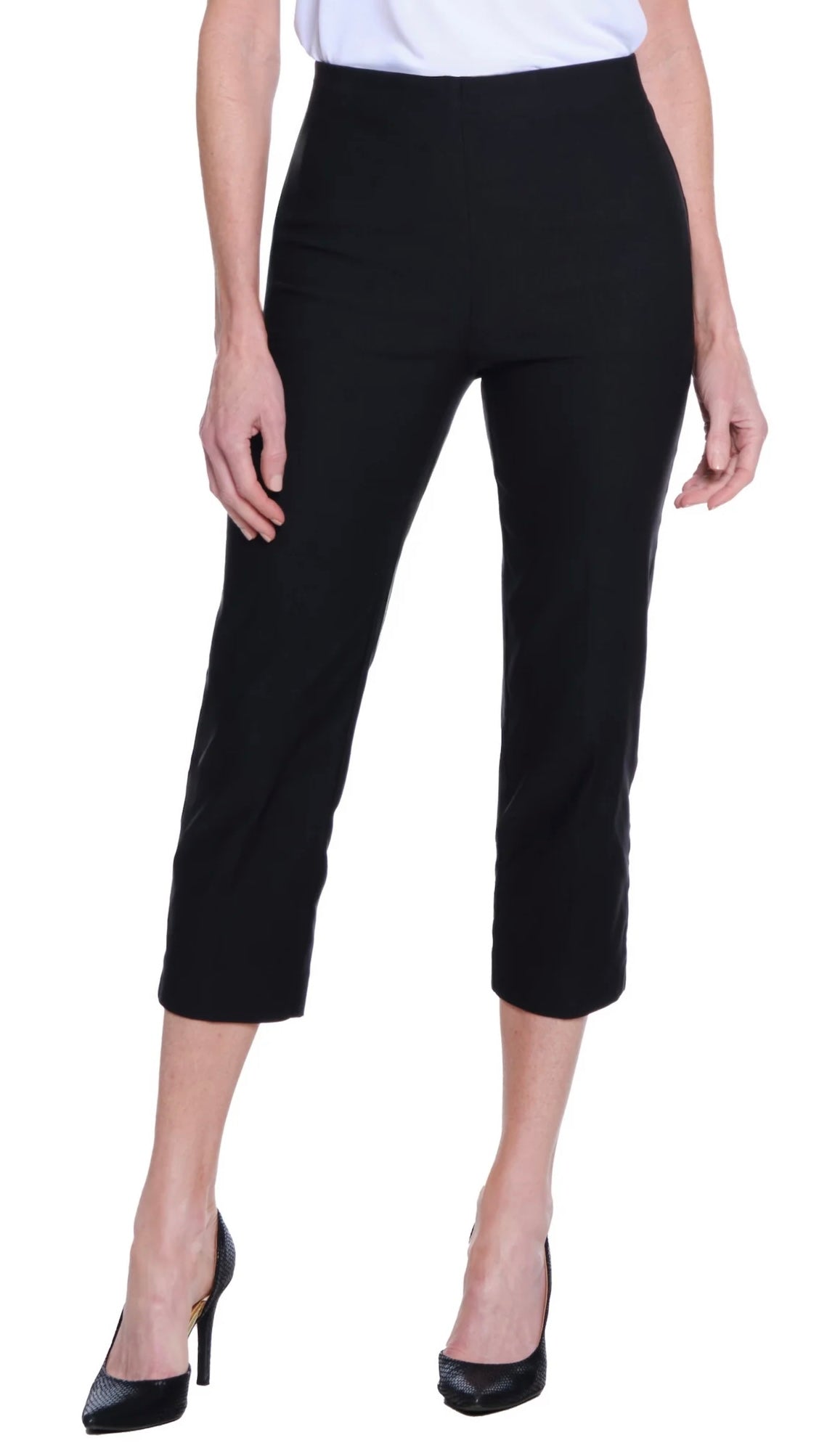 Pull On No Waist Crop Pant - Black