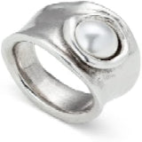 Uno de 50 Ring In Metal Clad With Silver With Crystal