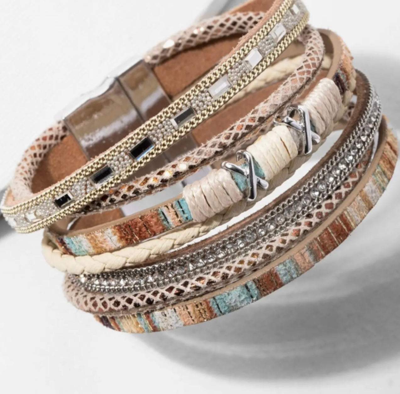 Sweet Sands Multi Strand Leather Wrap Bracelet
