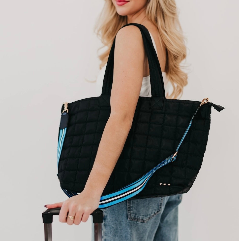 Day Dreamer Black Quilted Tote