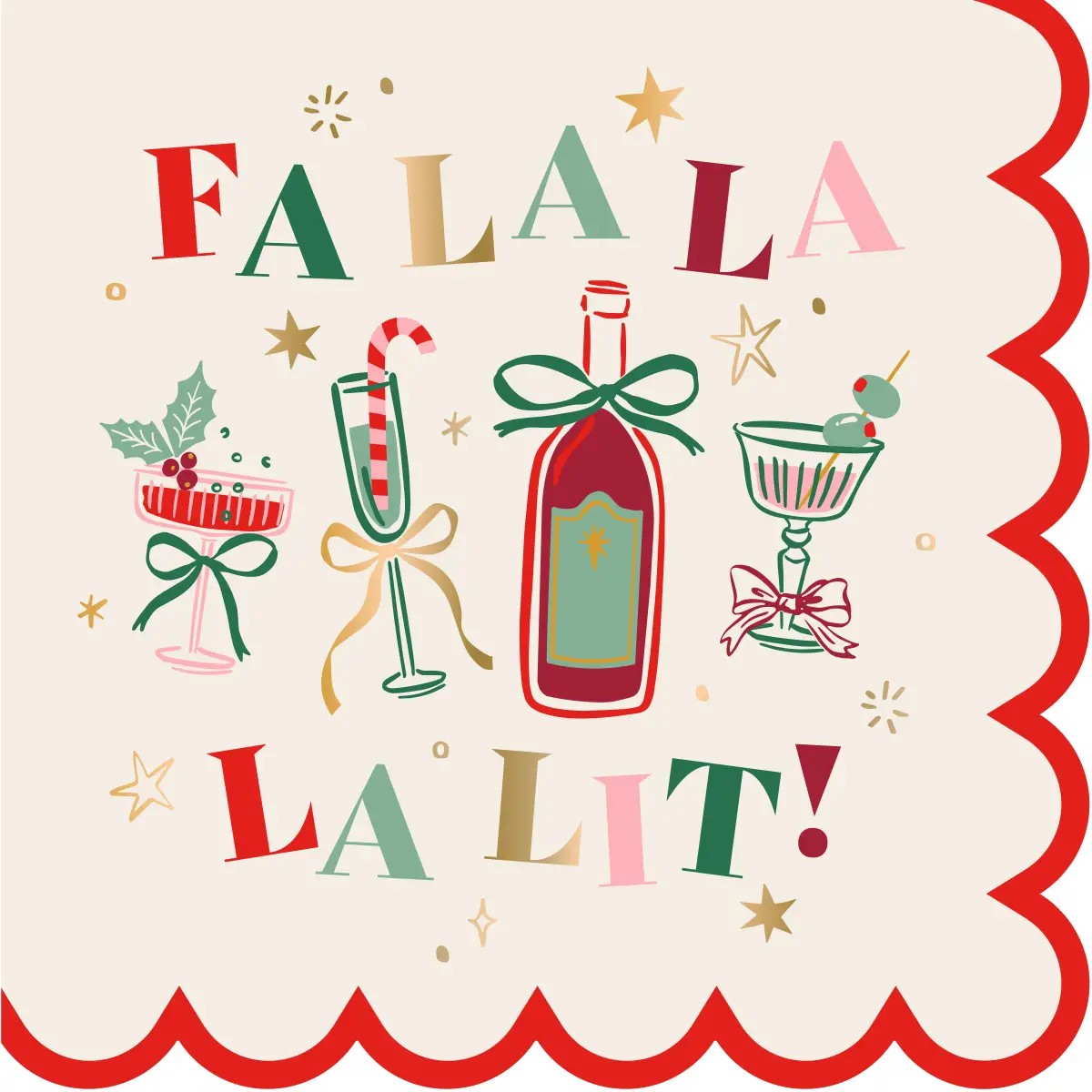 Christmas Cocktail Napkins-FA LA LA Lit