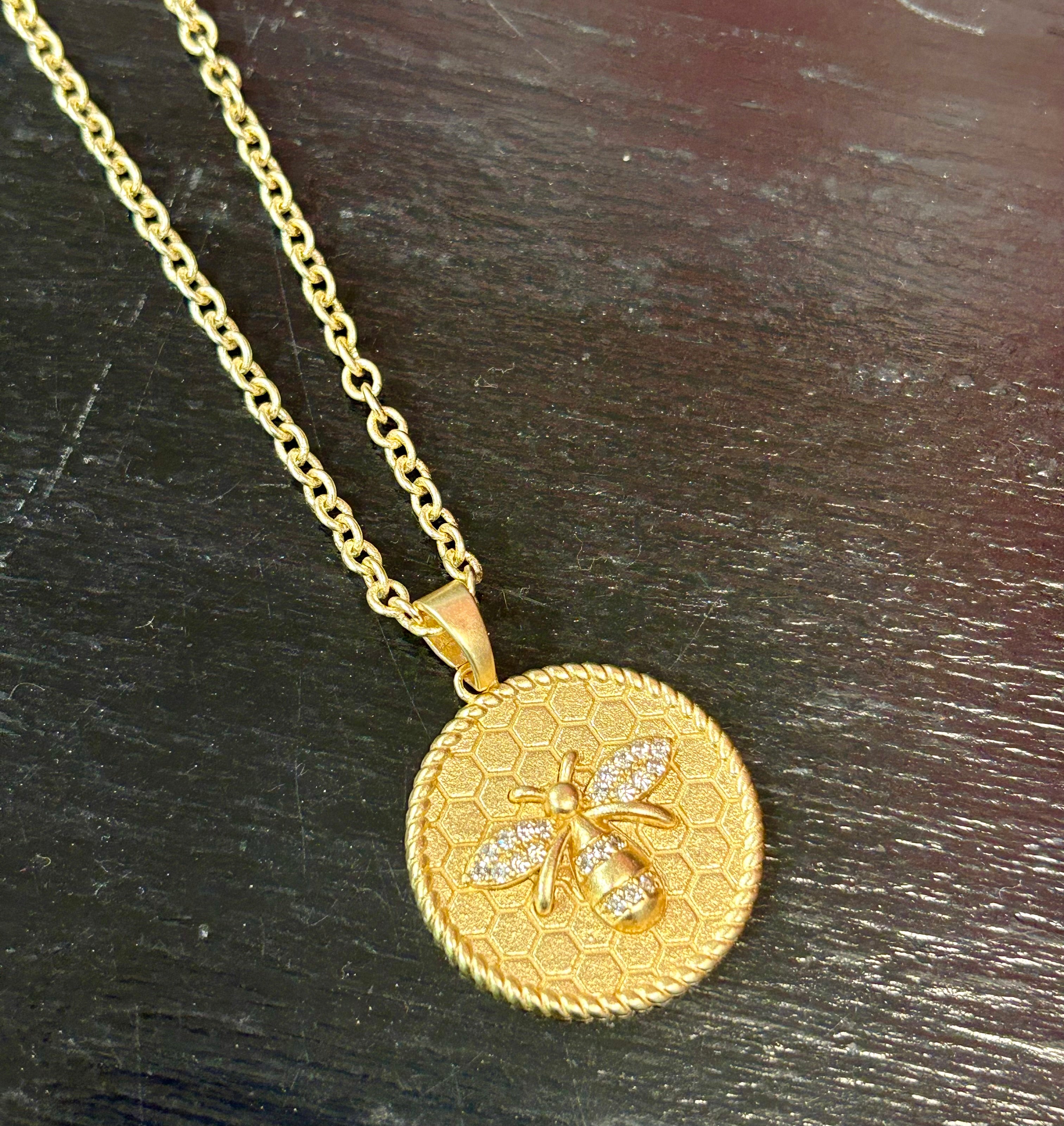 Gold Crystal Honeycomb Necklace