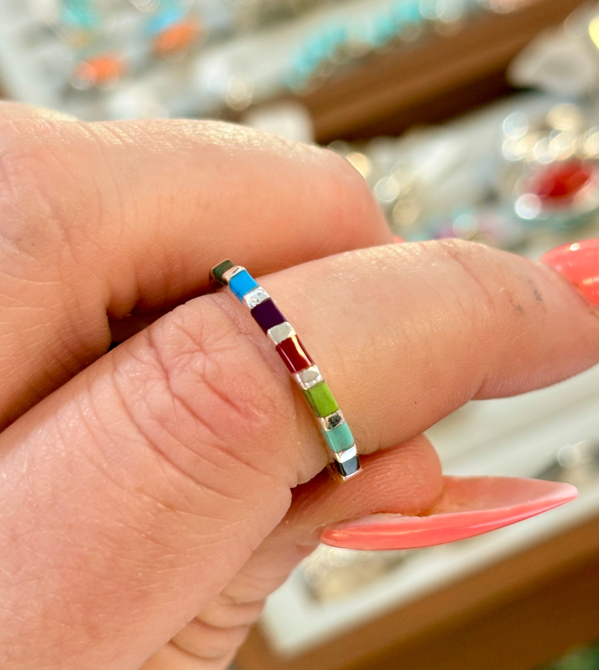 Multicolor Inlaid Stone Band