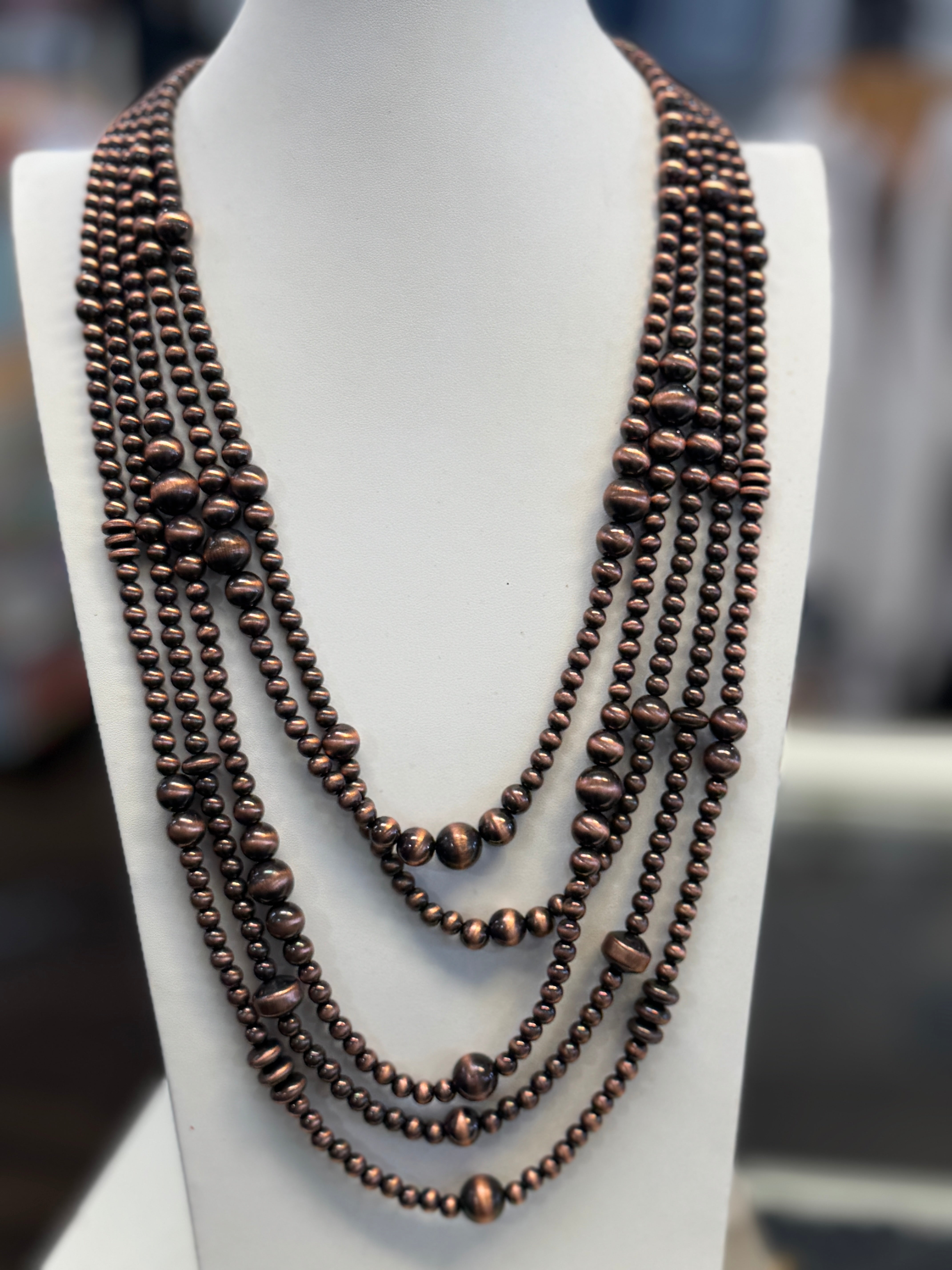 Bronze Layered Beaded Necklace