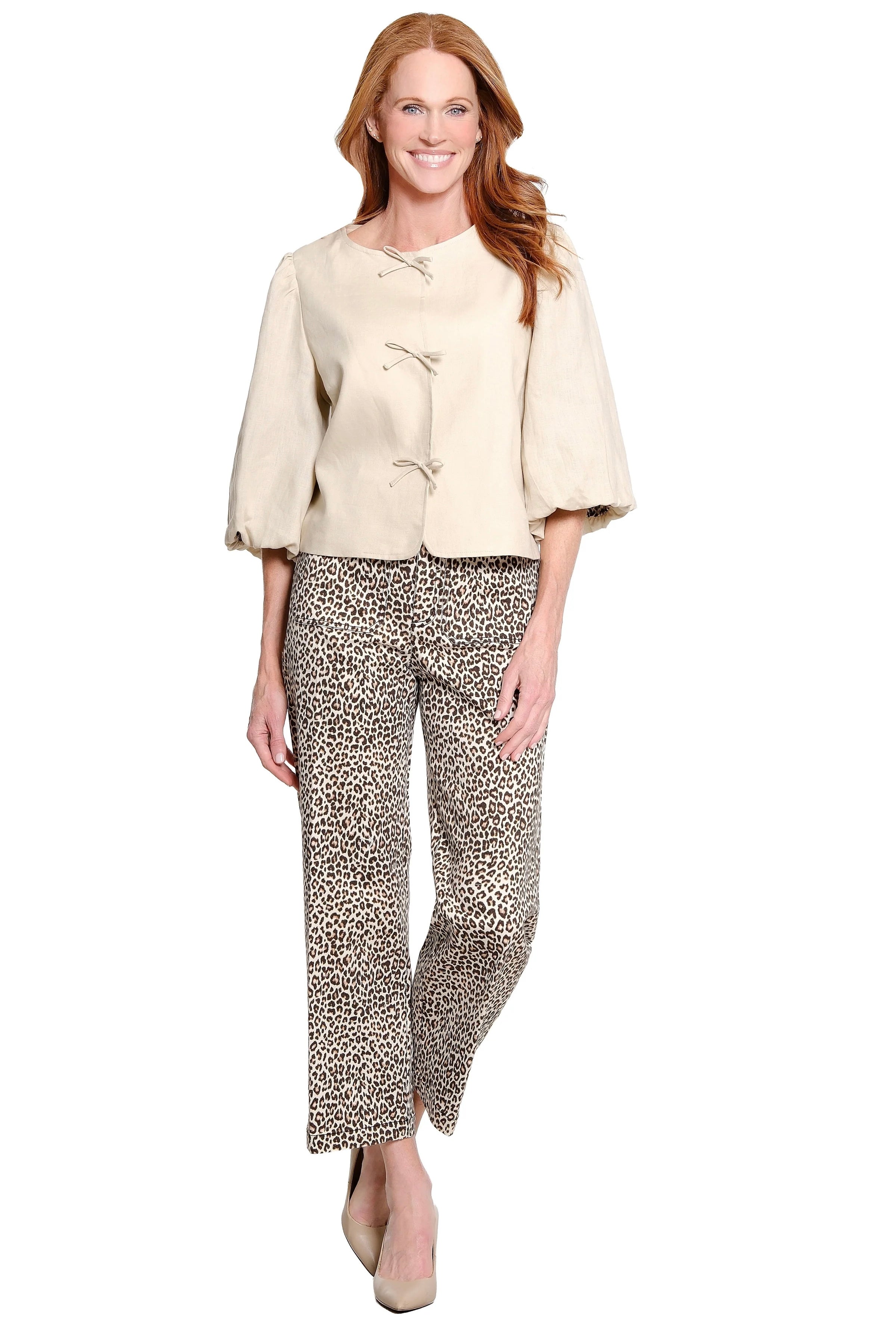 John Mark Leopard Straight Leg Pants