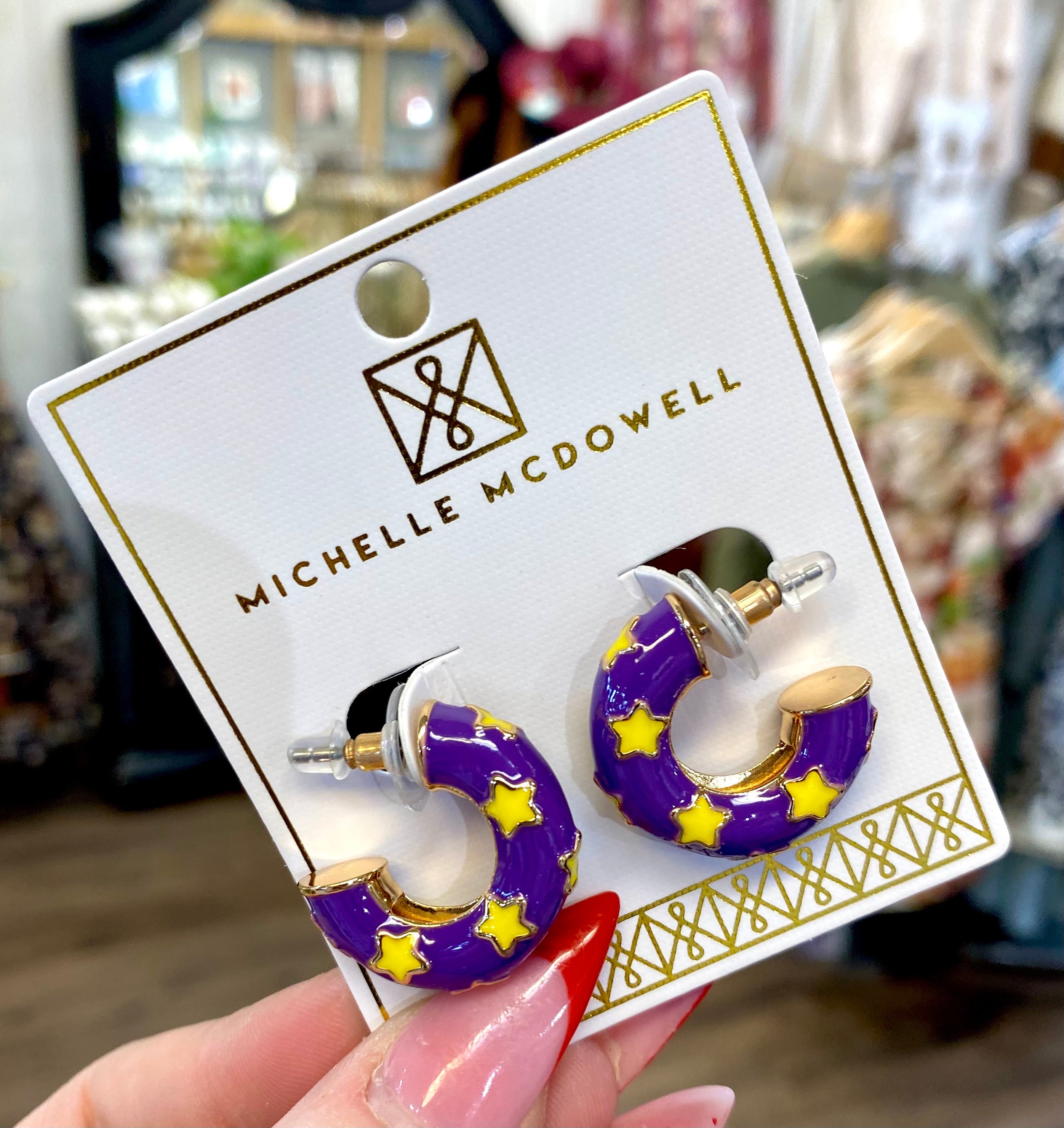 Justine Purple & Gold Small Star Hoops