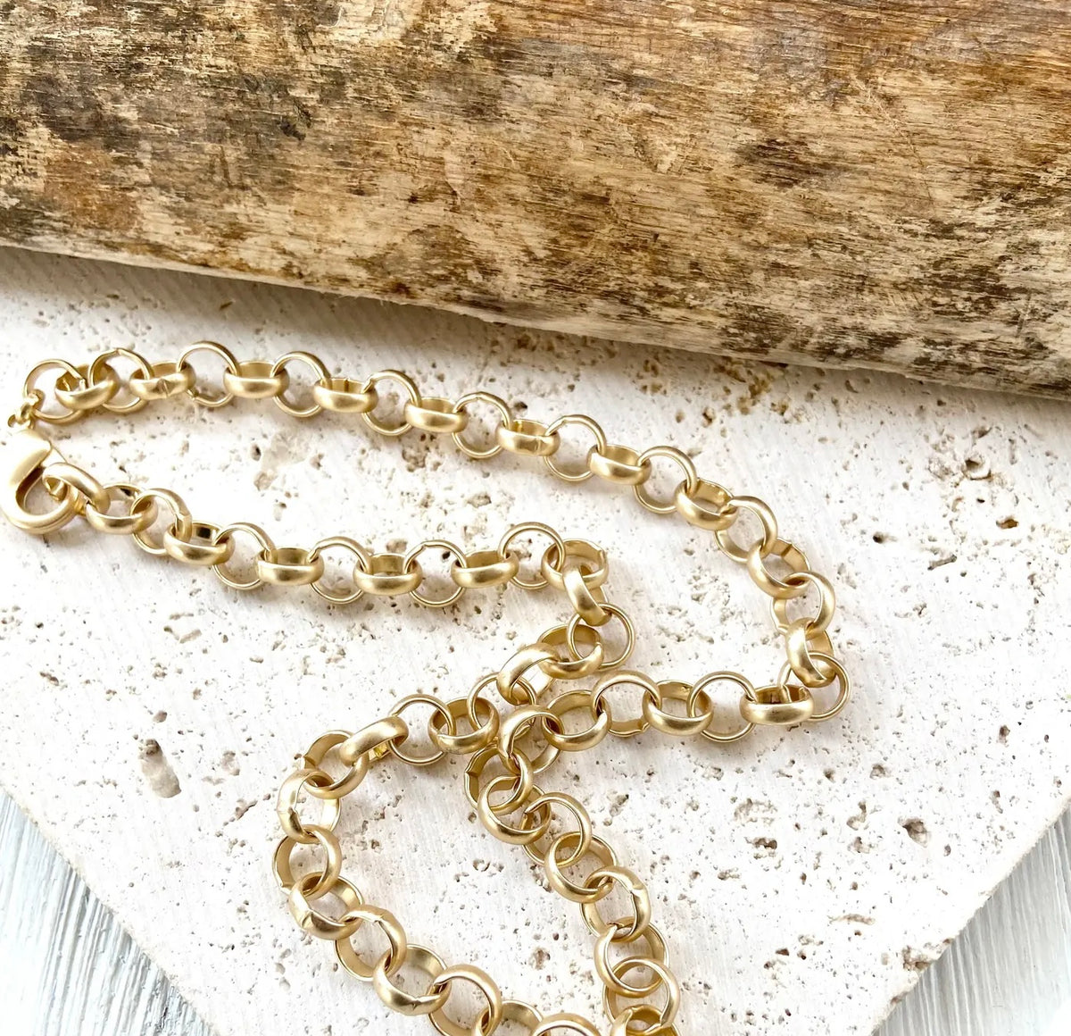 Chunky Matte Gold Rolo Layering Necklace