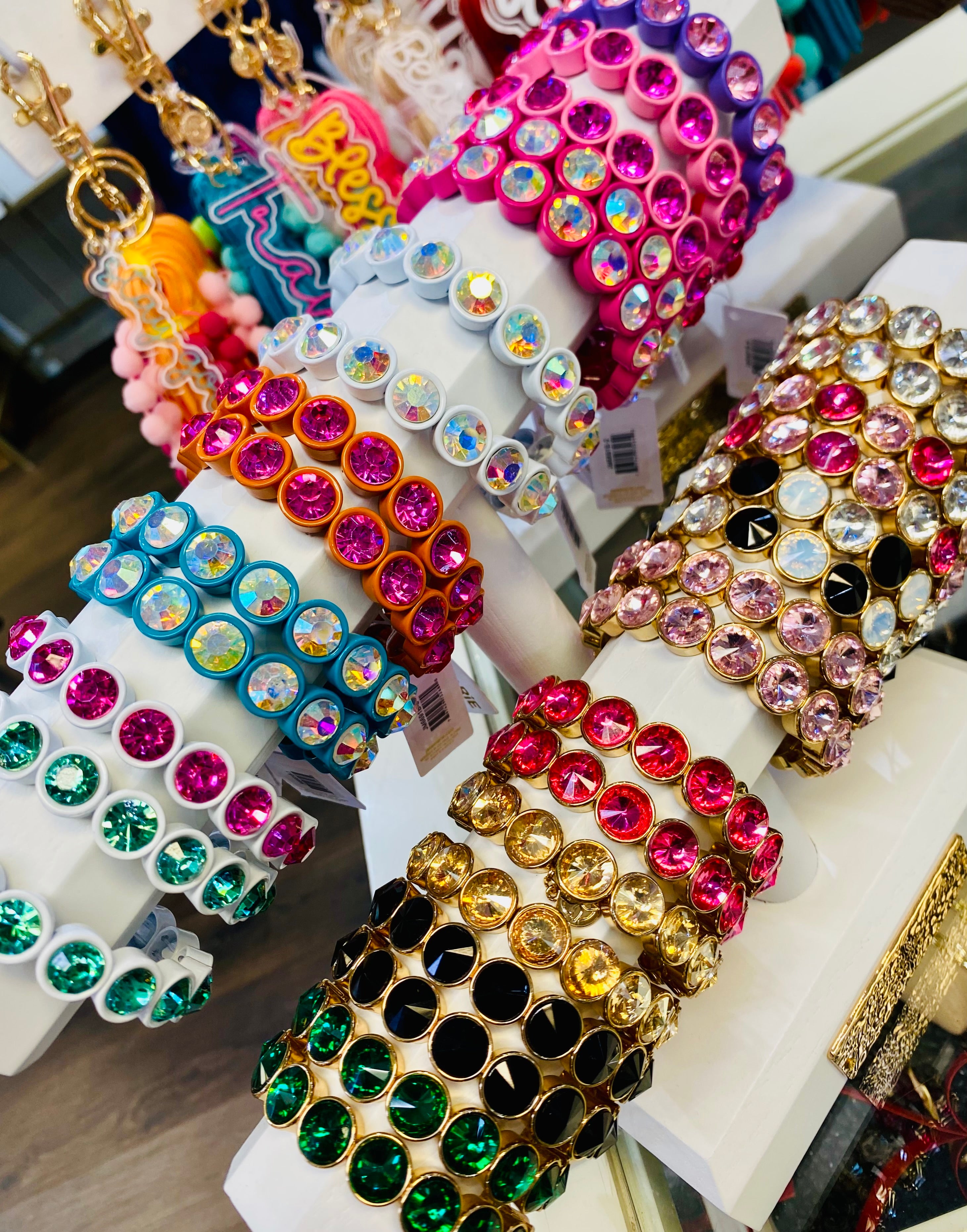 Gold Bezel Stretch Bracelets