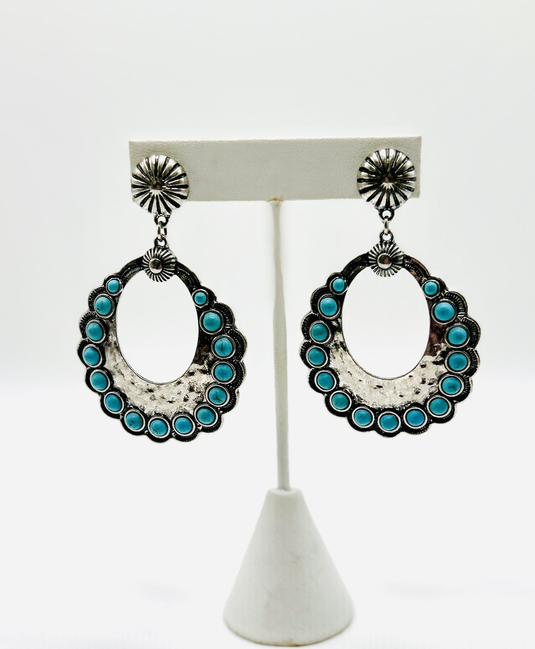 Pendant Earrings with Turquoise Stones