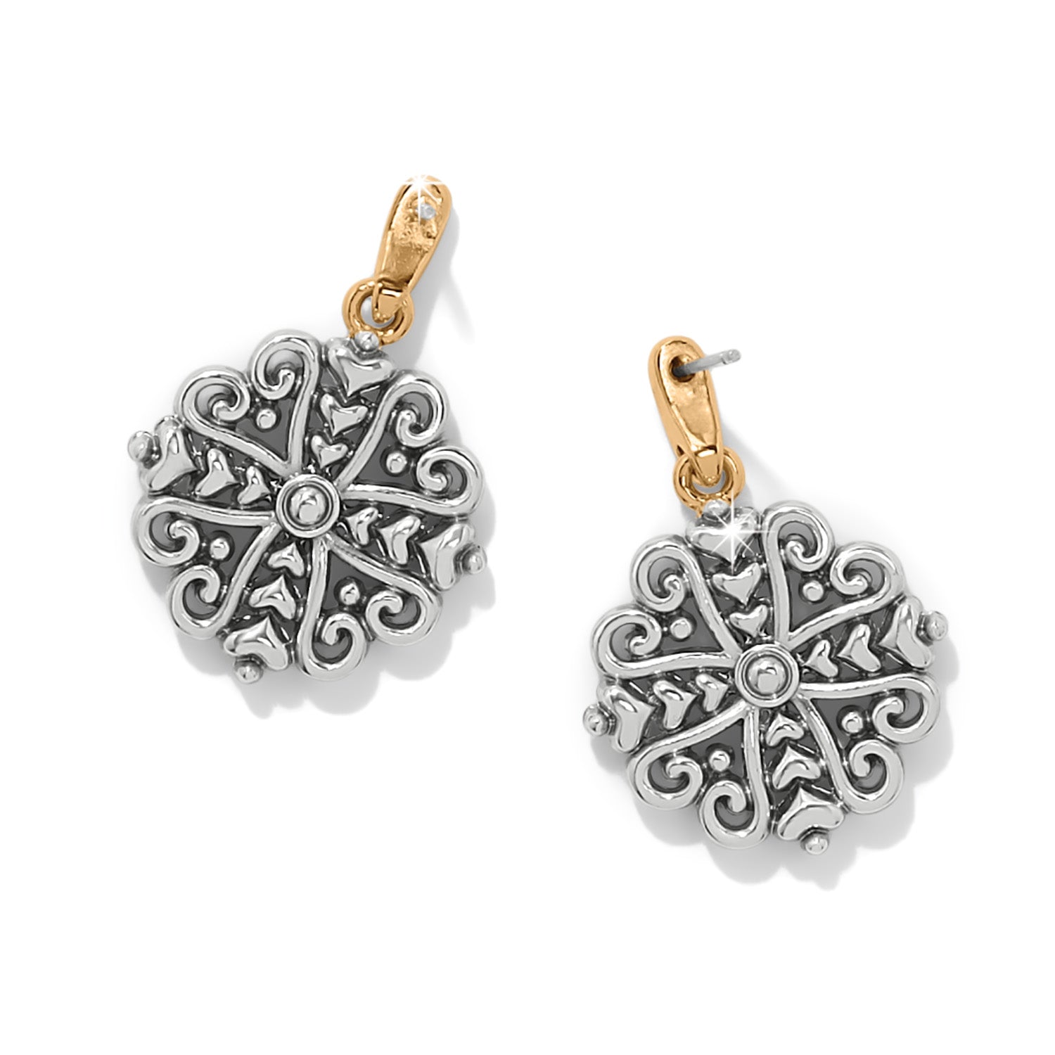 Brighton Alcazar Heart Two Tone Post Drop Earrings