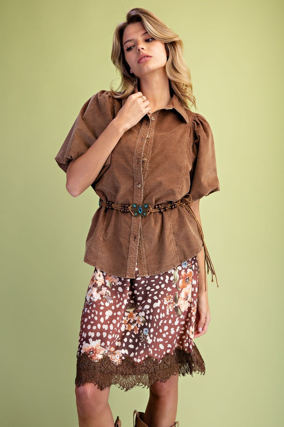 Chocolate Washed Corduroy Top