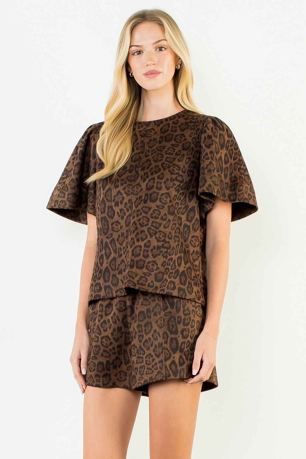 On The Prowl Leopard Faux Suede Top