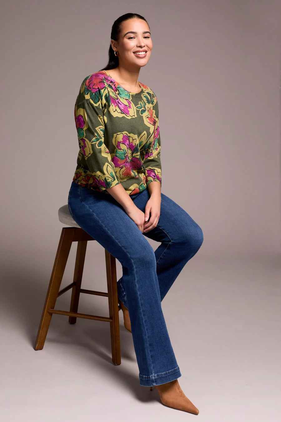 Tribal Audrey Denim Pull On Flare - Faded Blue
