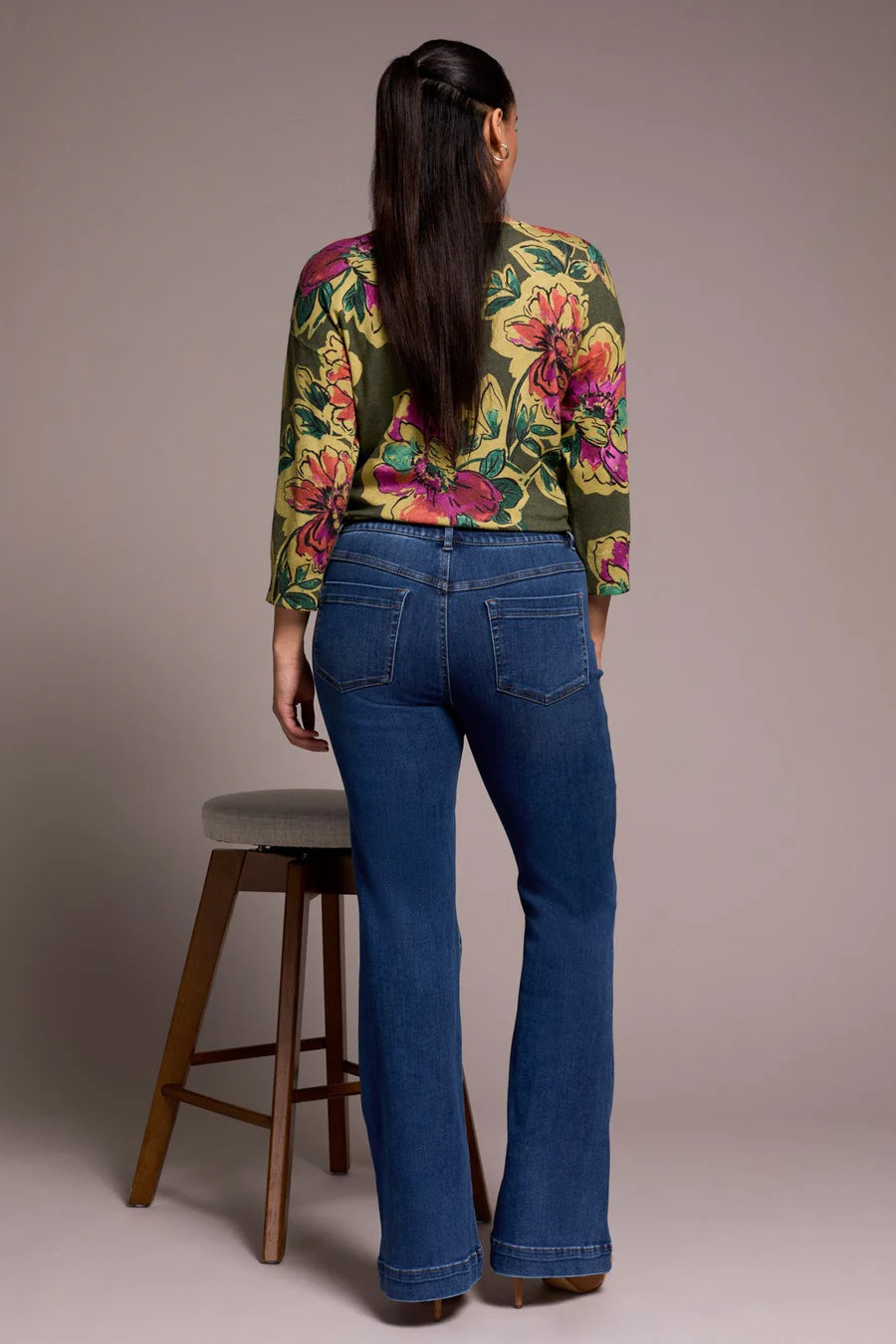 Tribal Audrey Denim Pull On Flare - Faded Blue