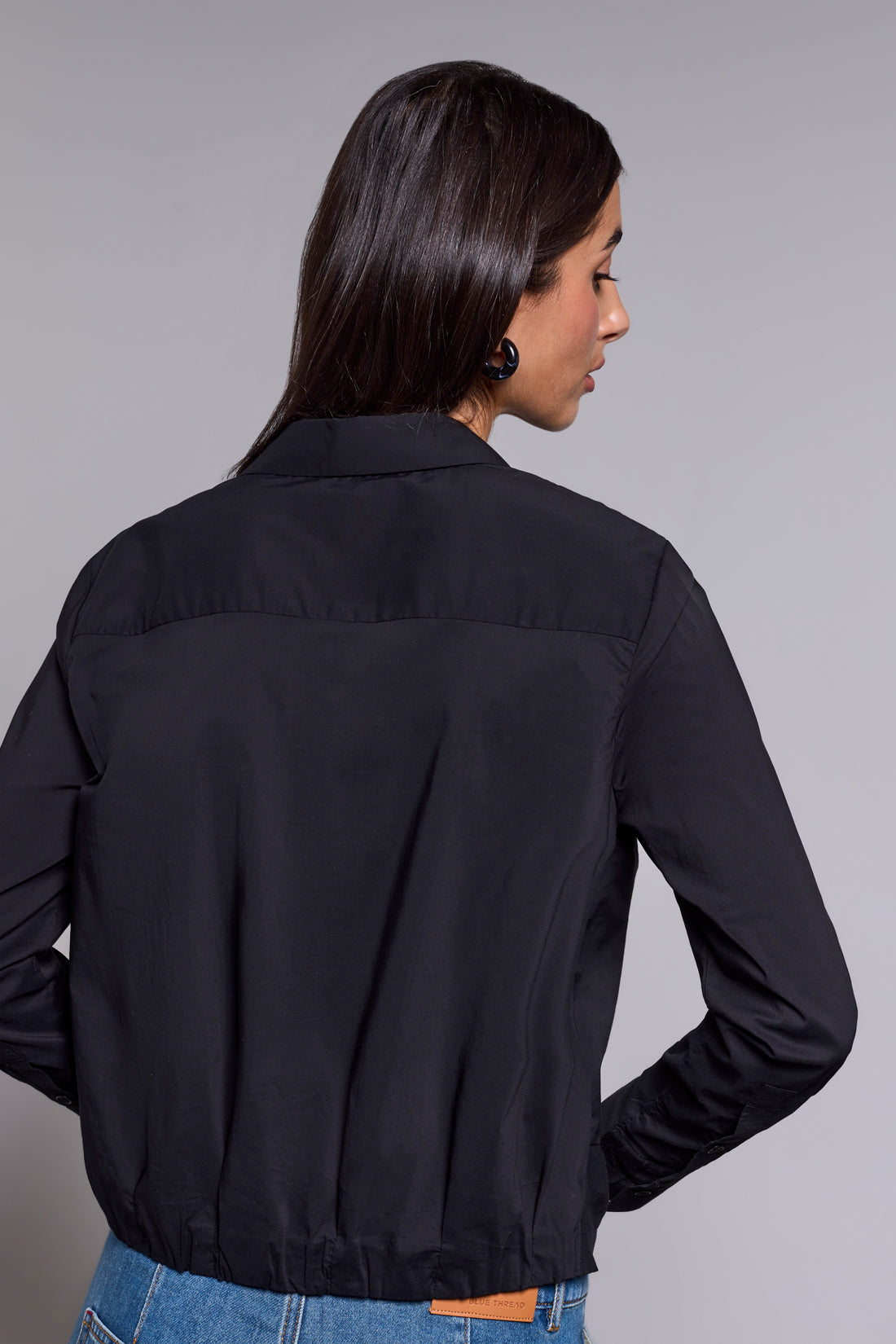 Tribal Black Front Knot Shirt