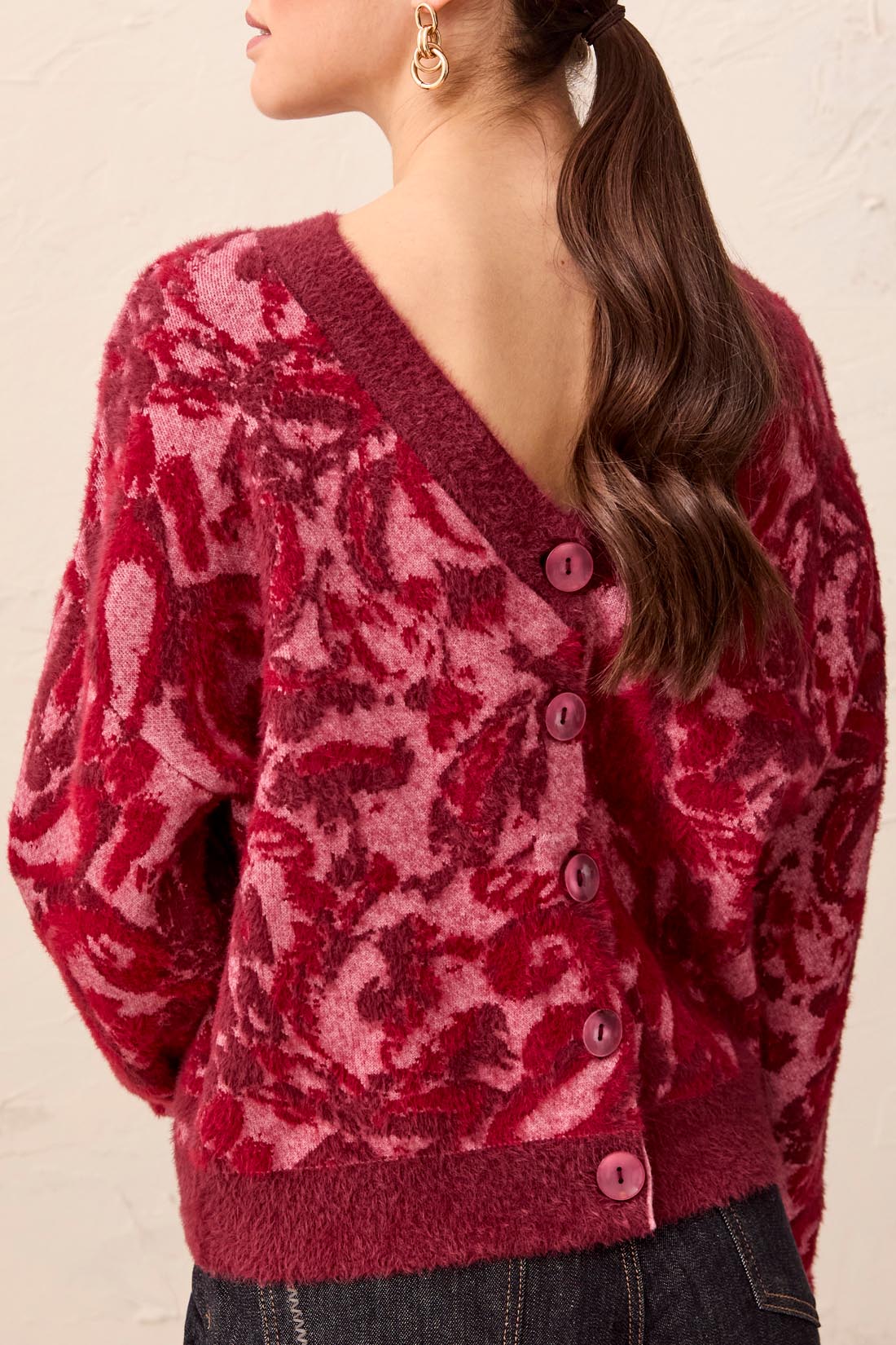 Tribal Pink Frost Wear 2 Ways Jacquard Sweater