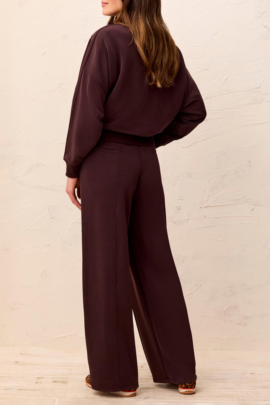 Tribal Brown Mixed Media Pull Over Pant Set