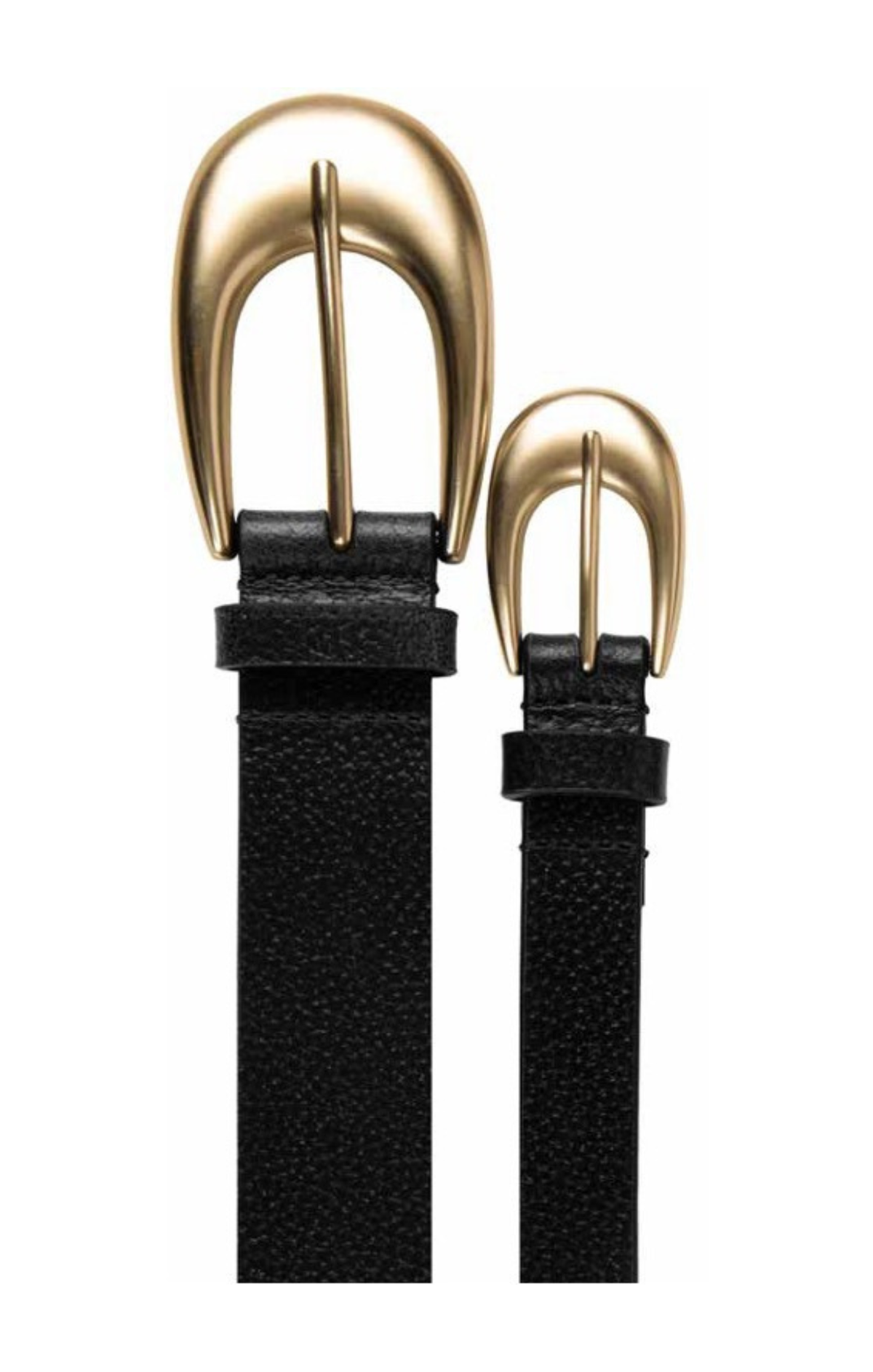 Tribal Lori Double Leather Belt with Gold Tone Buckle - Black