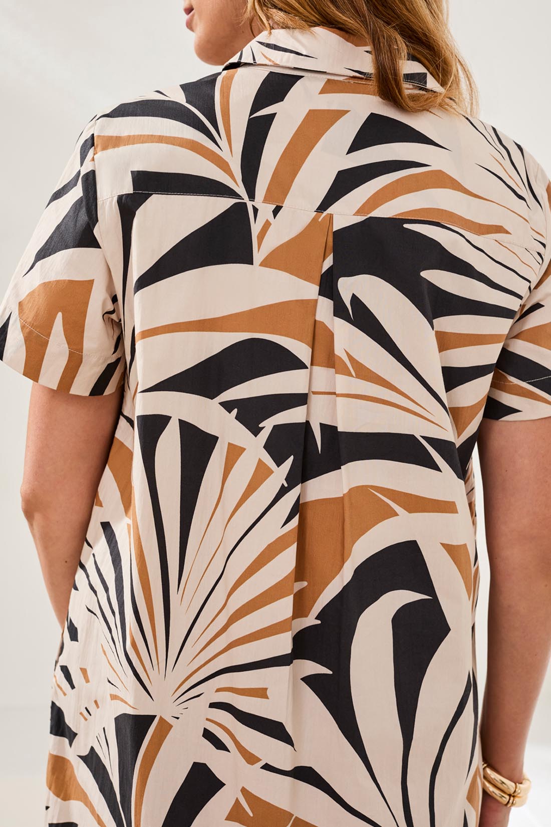 Tribal Canvas Short Sleeve Button Placket Dress