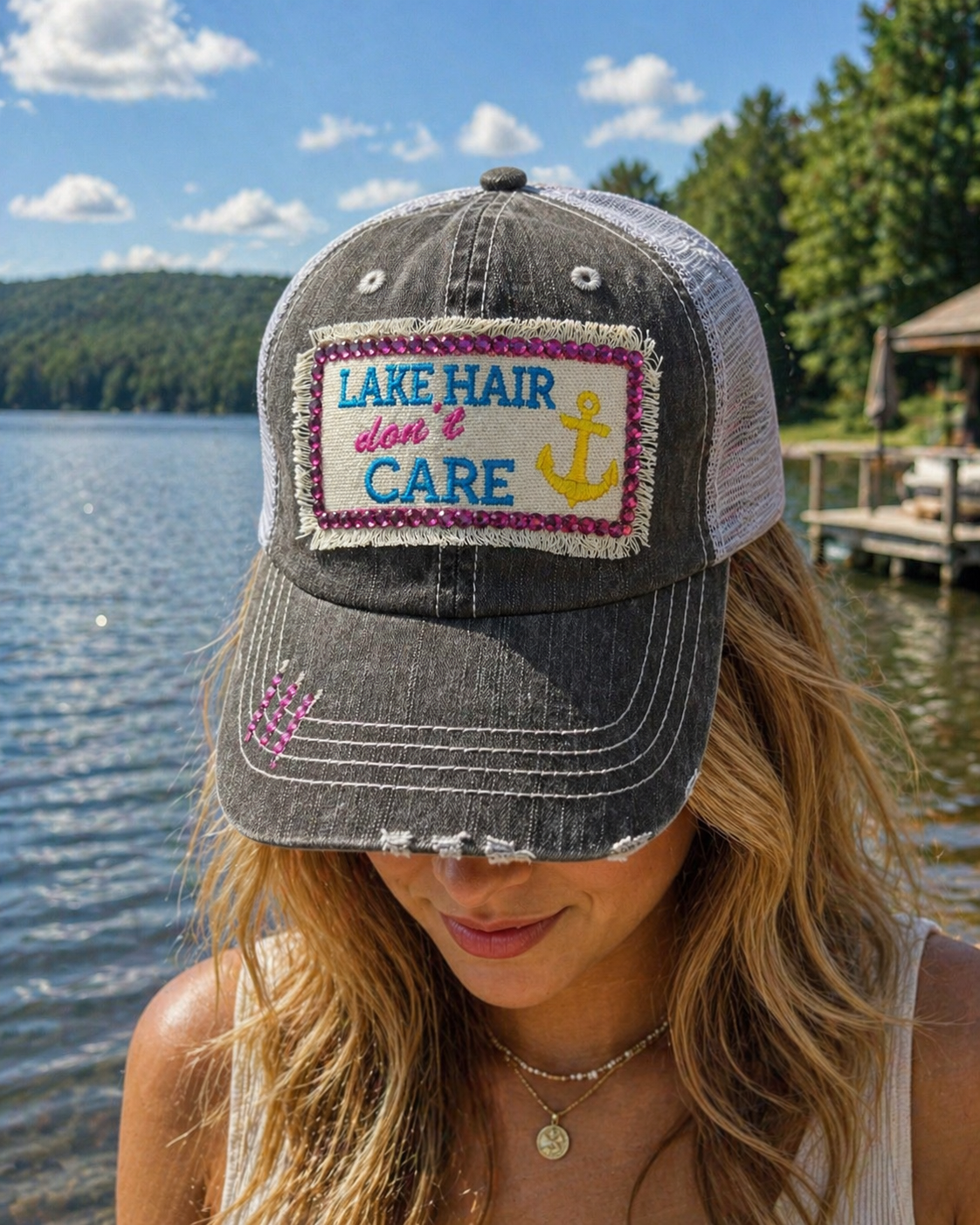Lake Hair Don't Care Bling Cap