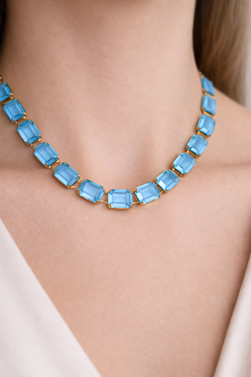 Tova Jabari Necklace - Aquamarine Matte