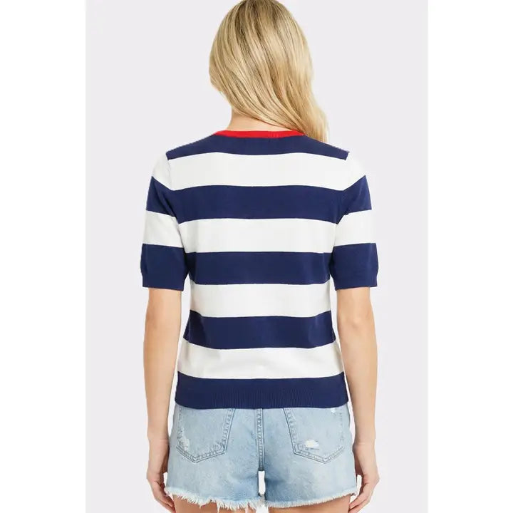 Patriotic Star Striped Sweater