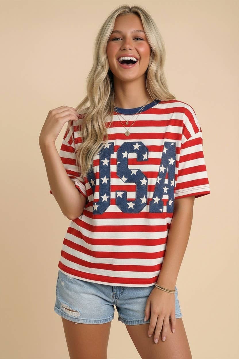 USA Oversized Striped Tee
