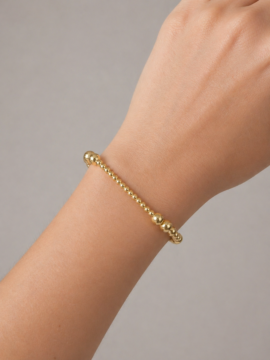 Various Gold Beaded Stretch Bracelet