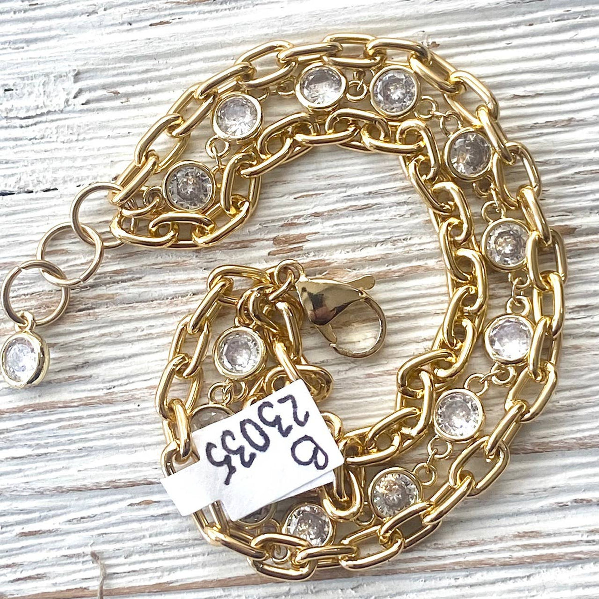 Crystal Gold Layered Chain Bracelet