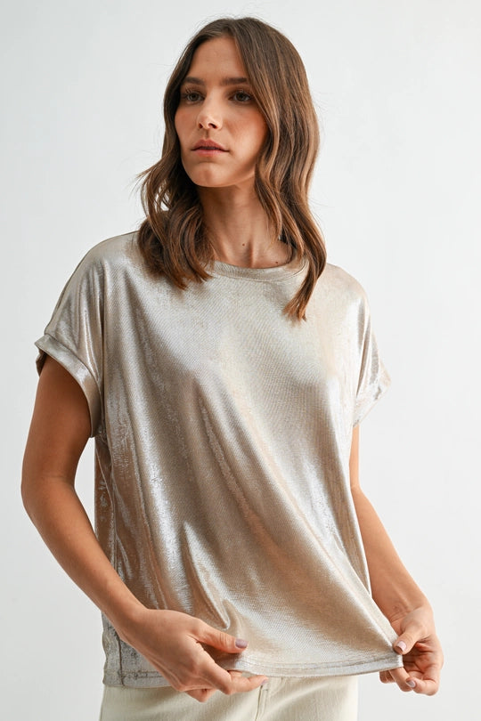 Metallic Knit Dolman Top