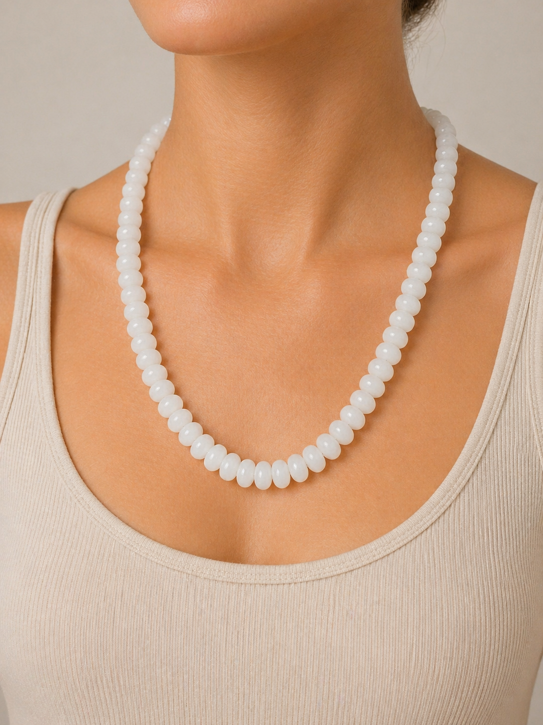 White Stone Beaded Necklace