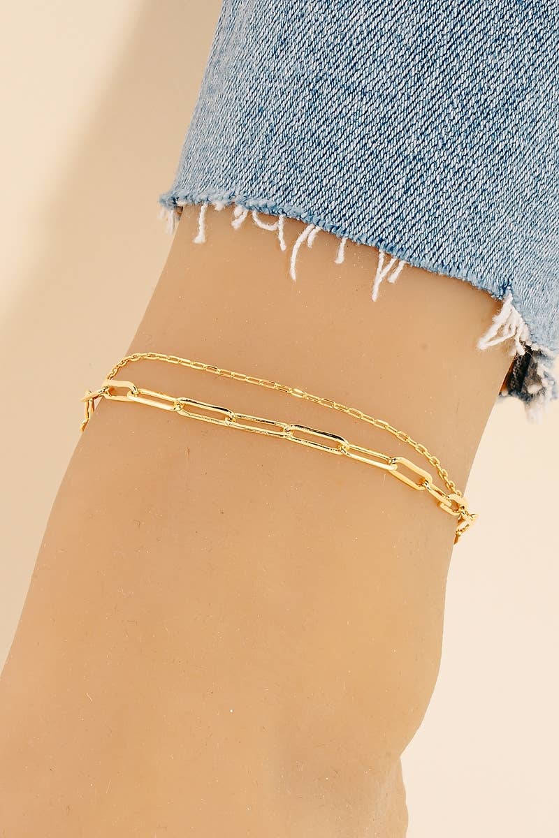 Layered Dainty Oval Chain Anklet