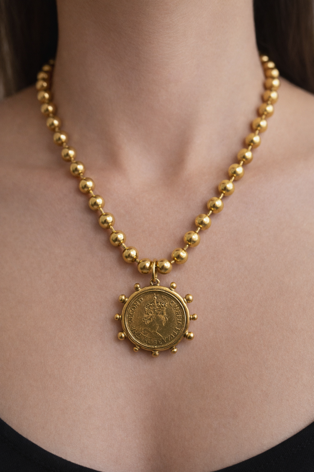 Ball Chain Coin Necklace