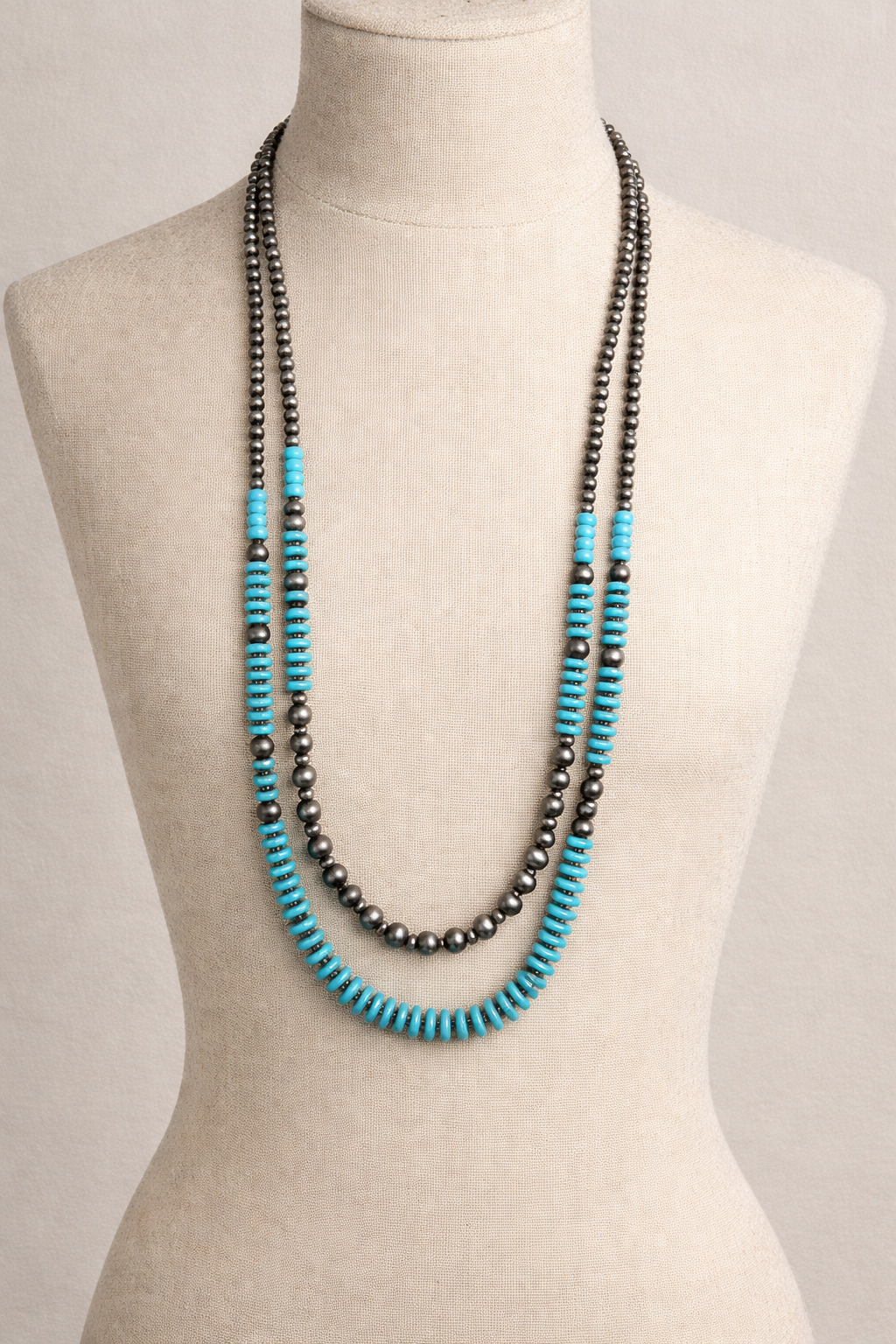 Turquoise Double Strand Chunky Beaded Necklace