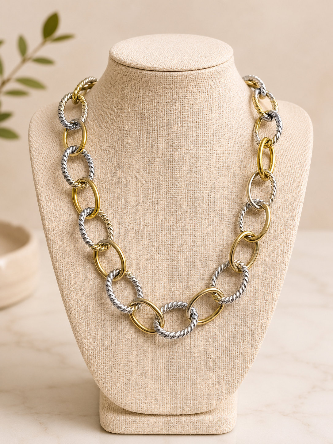 Two Tone Mixed Link Necklace