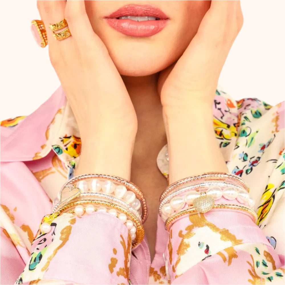 White Capiz Heart Bead Bracelet — Accents Boutique, Marble Falls TX