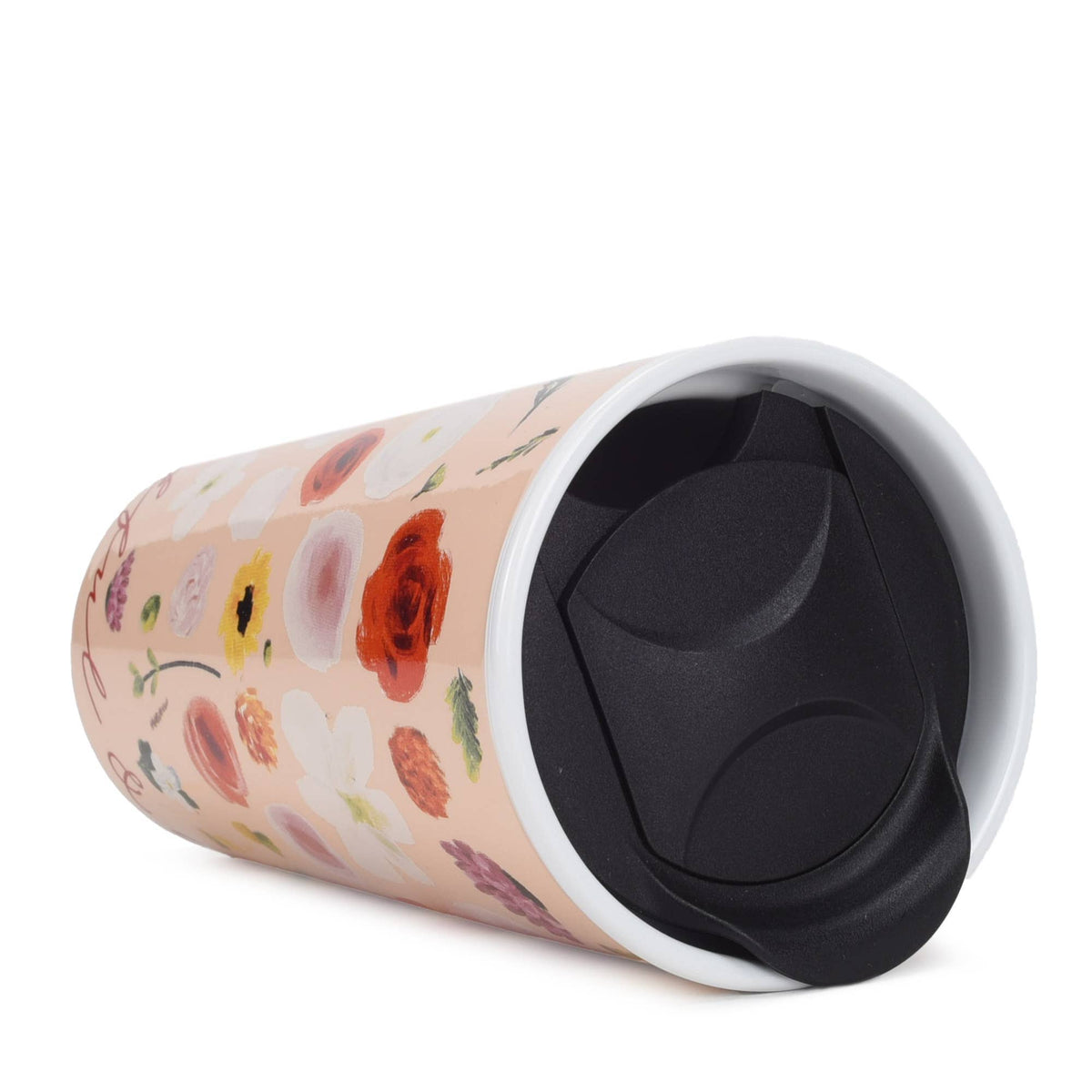 Thankful and Blessed Blush Pink 12 oz Ceramic Travel Tumbler
