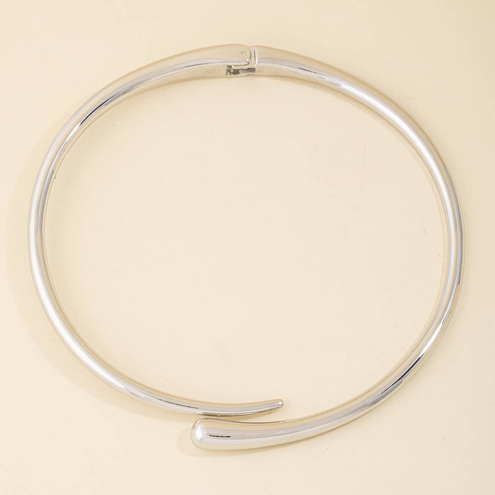 Sleek Silver Teardrop Bypass Collar Choker Necklace