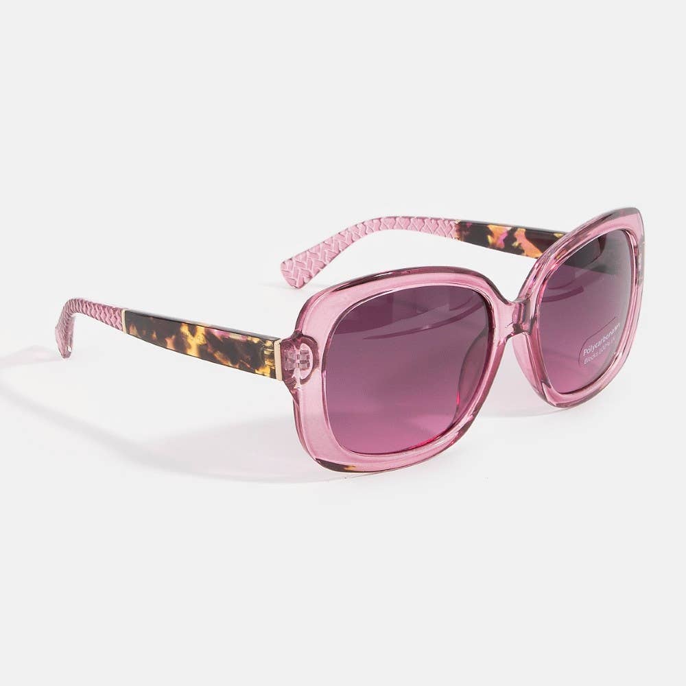 Oversized Square-Round Woven Brow Bar Sunglasses