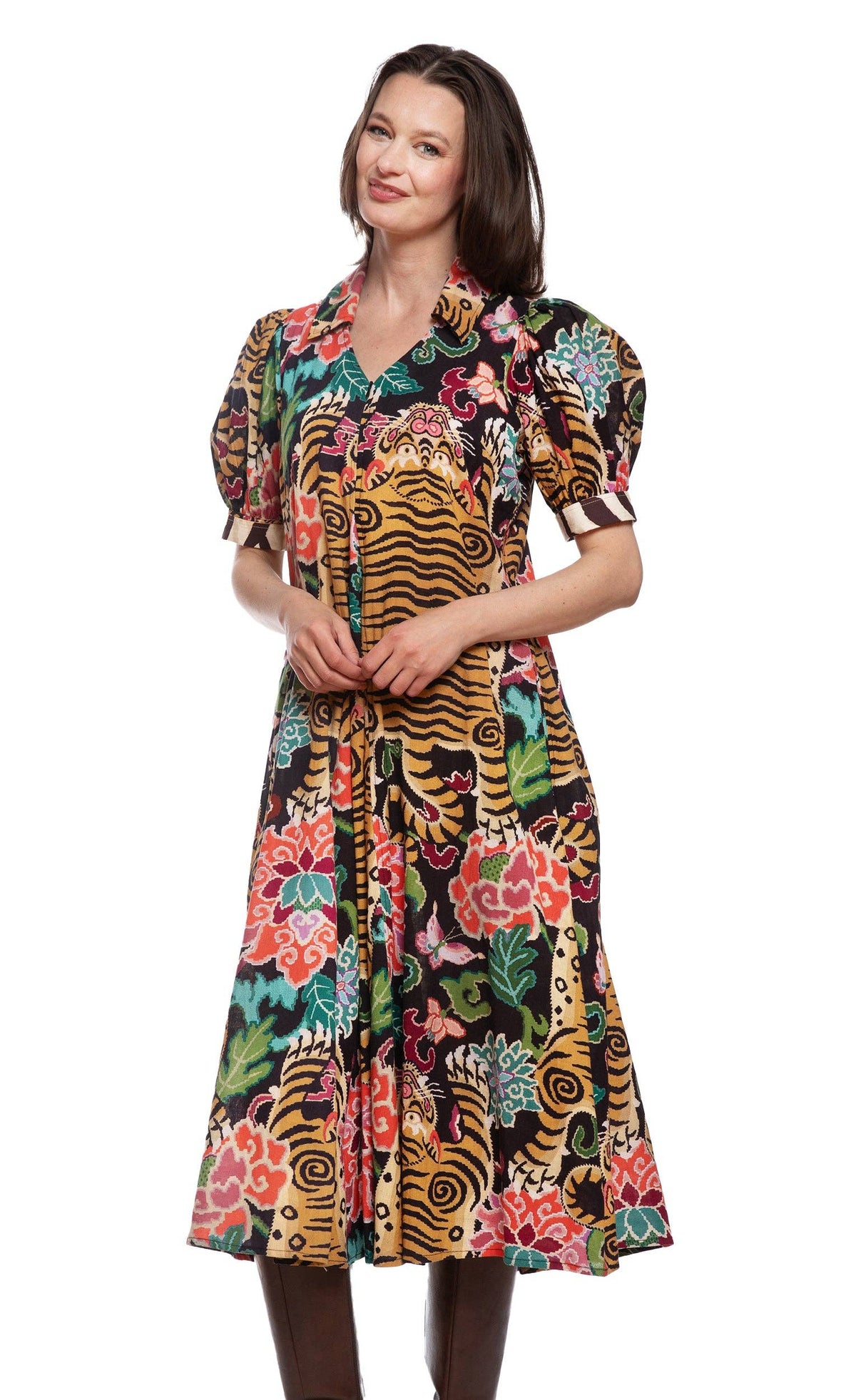 Montauk dress in tiger rug print — view 3