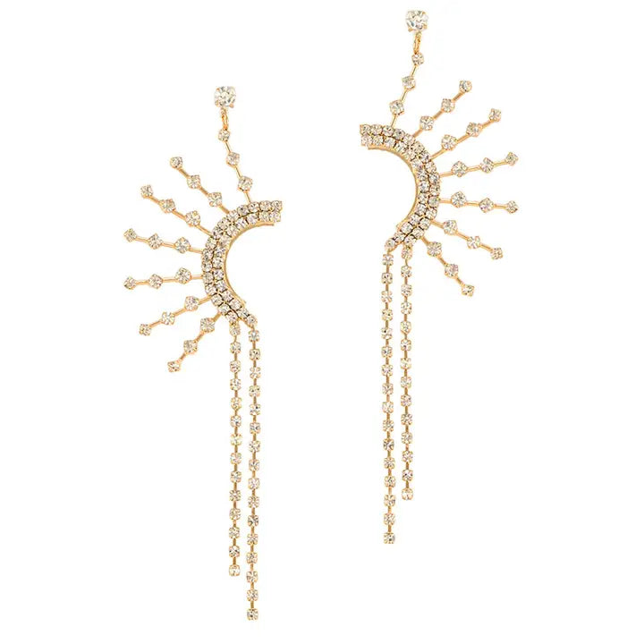 Rhinestone Sunburst Fringe Earring